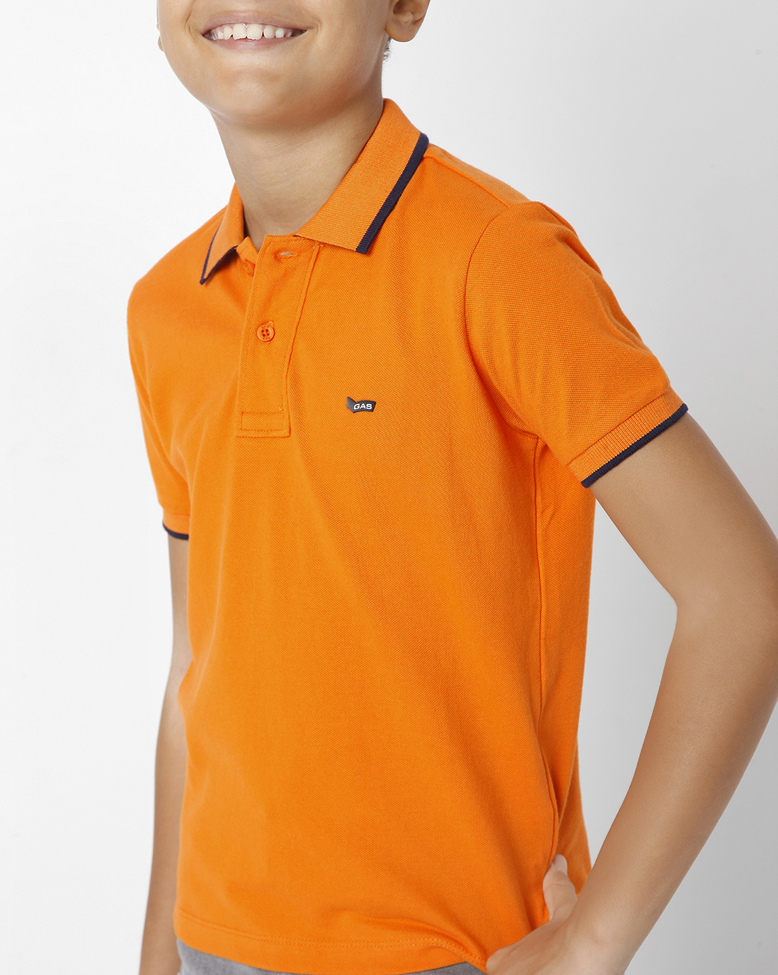 GAS KIDS Boys Solid Orange T-Shirt